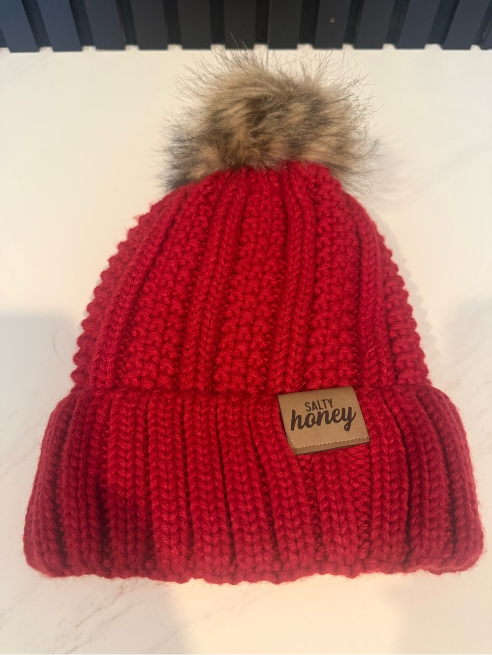 Women’s Salty Honey Red Pom Beanie